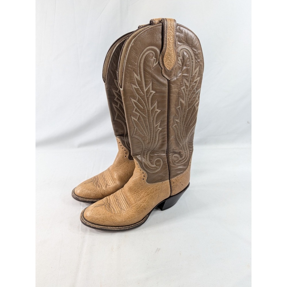 DREWS Hondo Boots 2-Tone Leather Western Tall Riding Cowboy Boots  Sz 6.5 A